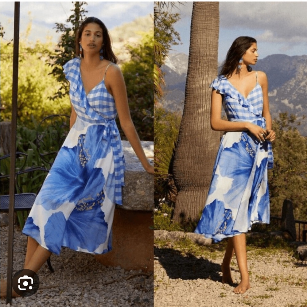 Anthropologie & Farm Rio Casual Floral Wrap Dress